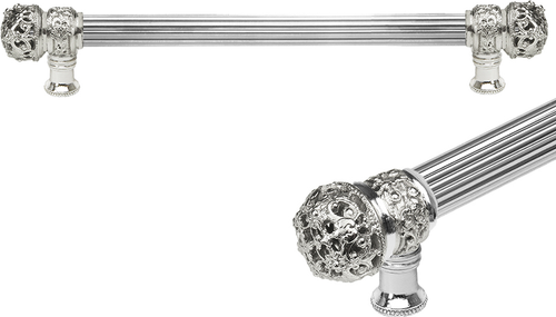 Juliane Grace 12'' cc with 5/8'' reeded center long pull small finial in Platinum. 5612R-24