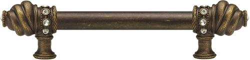 Caché 6'' cc with 5/8'' smooth center long pull with 16 rivoli Swarovski Clear Crystals in Antique Brass. 5670-3C
