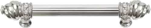 Caché 6'' cc with 5/8'' reeded center long pull with 16 rivoli Swarovski Clear Crystals in Platinum 5670R-24C