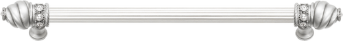 Caché 12'' cc with 5/8'' reeded center long pull with 16 rivoli Swarovski Clear Crystals in Satin 5672R-11C