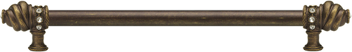 Caché 22'' cc with 5/8'' smooth center long pull with 16 rivoli Swarovski Clear Crystals in Antique Brass. 5674-3C
