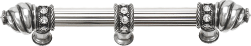 Caché 6'' cc with 5/8'' reeded center long pull & center brace with 16 rivoli Swarovski Clear Crystals in Chalice. 5675R-9C