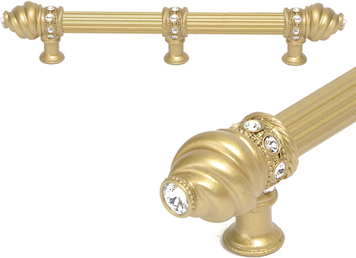 Caché 9'' cc with 5/8'' reeded center long pull & center brace with 16 rivoli Swarovski Clear Crystals in Soft Gold 5676R-27C