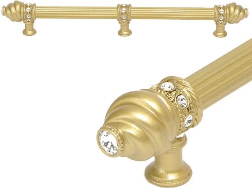 Caché 18'' cc with 5/8'' reeded center long pull & center brace with 16 rivoli Swarovski Clear Crystals in Soft Gold 5678R-27C