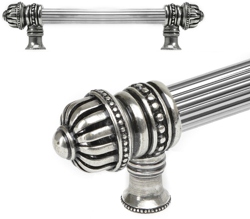 Cricket Cage 6'' cc with 5/8'' reeded center long pull large finial in Chalice. 5680R-9