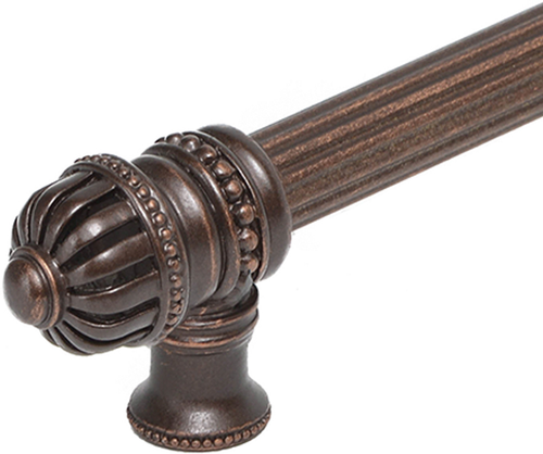 Cricket Cage 22'' cc with 5/8'' reeded center long pull & center brace large finial in Antique Brass. 5689R-3