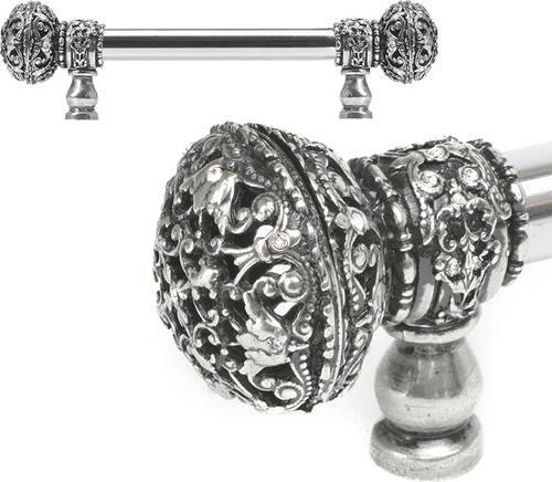 Juliane Grace 6'' cc with 5/8'' smooth center long pull large finial with Clear Swarovski crystals in Chalice. 5690-9C