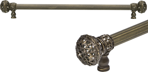 Juliane Grace 22'' cc with 5/8'' reeded center long pull large finial with Clear Swarovski crystals in Antique Brass. 5694R-3C
