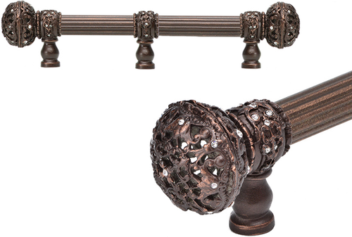Juliane Grace 6'' cc with 5/8'' reeded center long pull large finial w/ 65 Swarovski Clear Crystals with center brace 5695R-22C