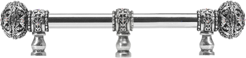 Juliane Grace 6'' cc with 5/8'' smooth center long pull large finial w/ 65 Swarovski Clear & Aurore Boreale Crystals with center brace 5695-9CAB