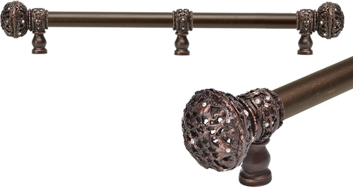 Juliane Grace 12'' ccwith 5/8'' smooth center long pull large finial w/ 65 Swarovski Clear Crystals with center brace 5697-22C