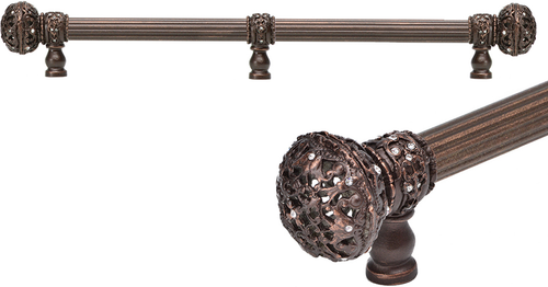 Juliane Grace 18'' cc with 5/8'' reeded center long pull large finial w/ 65 Swarovski Clear Crystals with center brace 5698R-22C