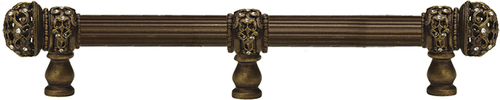 Juliane Grace 9'' cc with 5/8'' reeded center long pull & center brace small finial with clear Swarovski crystals in Antique Brass. 5706R-3C
