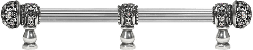 Juliane Grace 9'' cc with 5/8'' reeded center long pull small finial w/ 61 Swarovski Clear & Aurore Boreale Crystals with center brace 5706R-9CAB