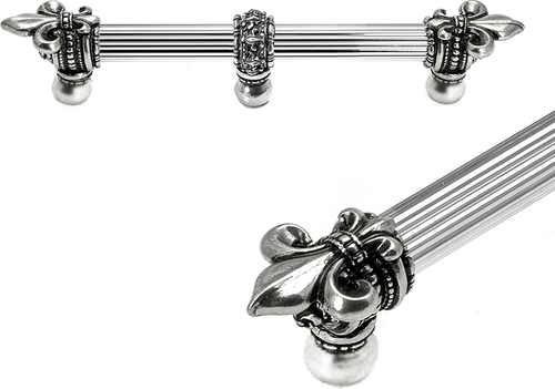 Charlemagne 9'' cc with 5/8'' reeded center long pull with large Fleur De Lys with center brace 5716R-9