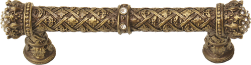 Crowning Glory Queen Elizabeth Carpe Diem 6329-3C Antique Brass Queen Elizabeth 4'' cc pull w/ Swarovski Crystals 6329-3C