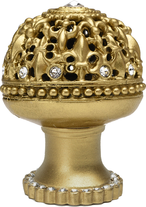 Versailles 7612H-27C Soft Gold large round knob Fleur De Lys open basket w/ Swarovski Crystals and halo platform 7612H-27C