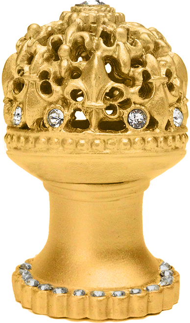 Versailles 7613H-8C Gilded Mercury medium round knob Fleur De Lys open basket w/ Swarovski Crystals and halo platform 7613H-8C