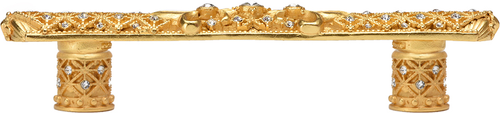 Versailles 7635-8C Gilded Mercury 4'' cc small pull Fleur De Lys w/ Swarovski Crystals and decorative column feet 7635-8C