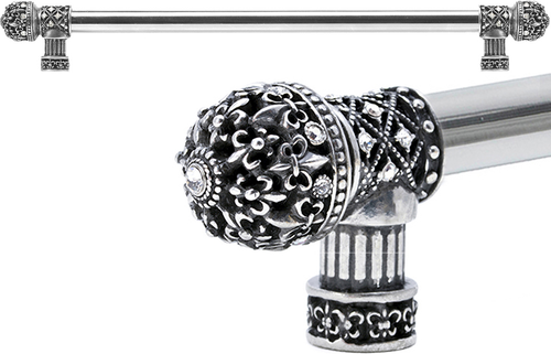 Versailles 7657-9C Chalice Fleur De Lys 22'' cc long pull small finial w/ Swarovski Crystals w/ 5/8'' smooth center 7657-9C
