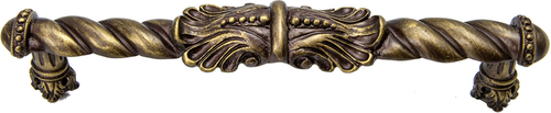 Acanthus 6'' cc large pull Romanesque style in Antique Brass. 828-3