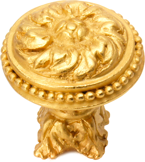 Acanthus & beaded large knob with column base Rosette style in Gilded Mercury. 851-8