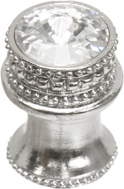 Caché medium round knob with flared foot with an 18mm Swarovski Clear Crystal in Platinum. 860B-24C