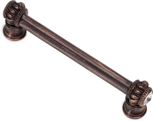 Caché double 4'' cc pull with flared foot with 2 rivoli Swarovski Clear Crystals 862B-22C