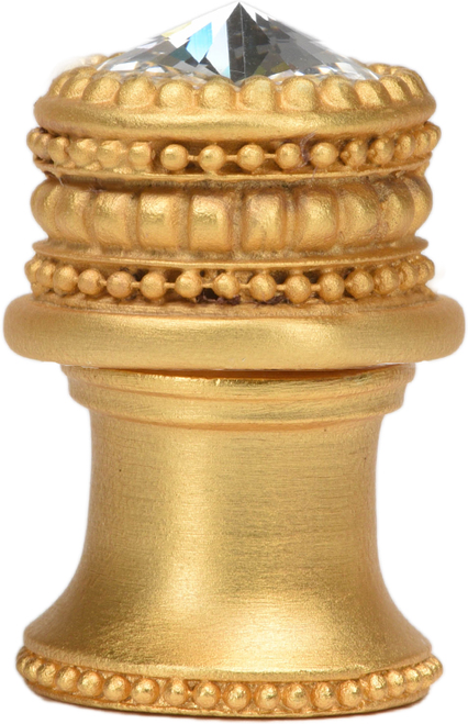 Caché medium round knob with flared foot with an 16mm Swarovski Clear Crystal in Gilded Mercury. 863B-8C