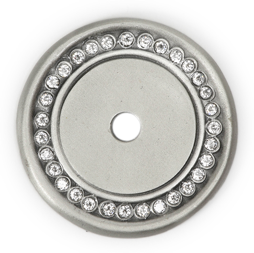 Caché round escutcheon with Swarovski Clear Crystals in Satin. 866-11C