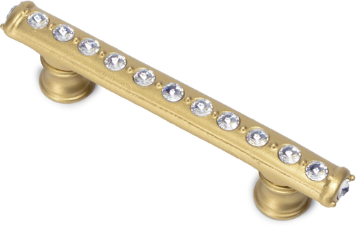 Caché 3'' cc pull with flared feet with center of Swarovski Clear Crystals in Soft Gold. 870B-27C