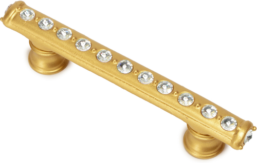 Caché 3'' cc pull with flared feet with center of Swarovski Clear Crystals in Gilded Mercury. 870B-8C