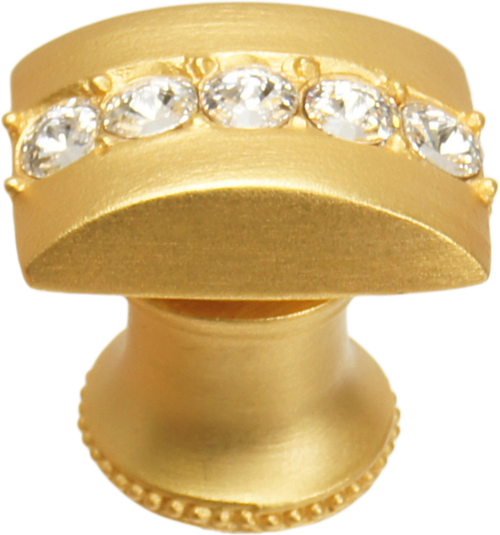 Caché rectangle knob with flared foot with center of 5 rivoli Swarovski Clear Crystals in Gilded Mercury 872B-8C