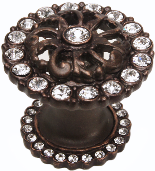 Caché medium round knob with halo platform with Swarovski Clear Crystals 873H-22C