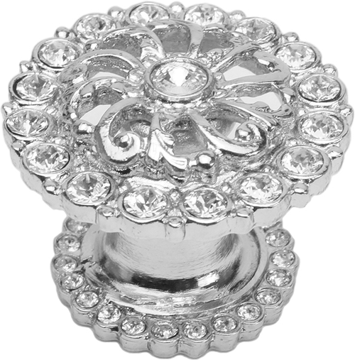 Caché medium round knob with halo platform with Swarovski Clear Crystals 873H-24C