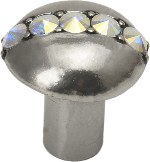 Caché round knob with center of 5 rivoli Swarovski Aurore Boreale Crystals 874-9AB