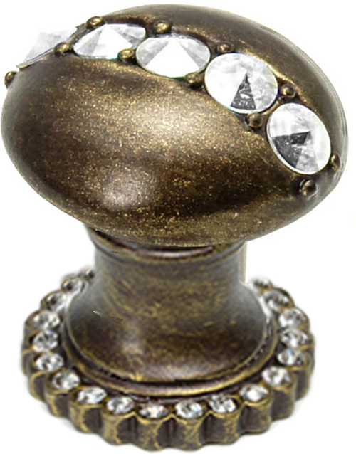 Caché round knob with halo platform with center of 28 Swarovski Clear Crystals 874H-3C