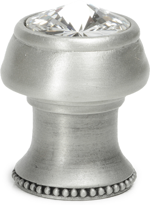 Caché round knob with flared foot with an rivoli Swarovski Clear Crystals in Satin. 877B-11C