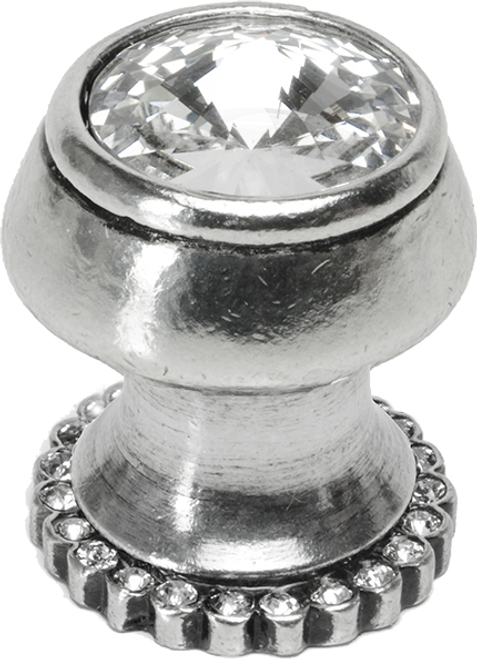Caché round knob with halo platform with 24 Swarovski Clear Crystals 877H-9C