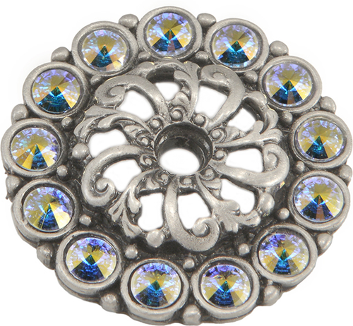 Caché medium escutcheon with 13 rivoli Swarovski Aurore Boreale Crystals 882-11AB