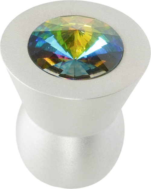 Latitude Cone aluminum knob; 16mm vitrail medium crystals; satin nickel finish CA16VM