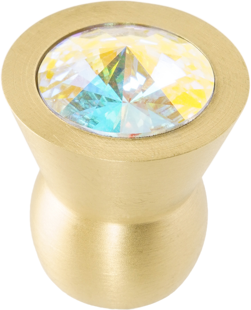 Latitude Cone brass knob; 18mm aurora borealis crystals; satin brass finish CB18AB