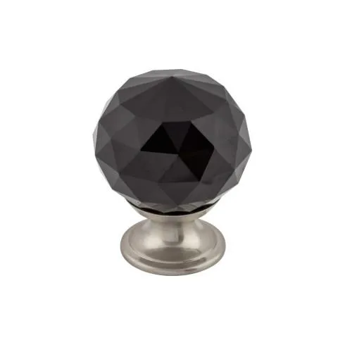 Black Crystal Knob 1 3/8'' TK116BSN Brushed Satin Nickel Base