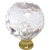 Round 1-3/8'' Crystal Knob with Polished Brass Base