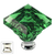 Green Square 1-1/4'' Crystal Knob with Polished Nickel Base