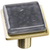 Geometric Geomtric Square Slate Grey on Square Satin Brass Knob K-1301-SB