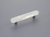 Fused Glass, Oval Pull 6'' x 1'' Overall, 4'' cc, Translucent White, Conical Stem, Brushed Stainless Steel 211063-TW-BSS