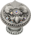 Versailles 7605H-11AB Satin large round knob Fleur De Lys w/ Swarovski Crystals and halo platform 7605H-11AB