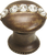 Caché round knob with flared foot with center of 5 rivoli Swarovski Clear Crystals in Antique Brass. 874B-3C