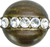 Cache Caché round knob with flared foot with center of 5 rivoli Swarovski Clear Crystals in Antique Brass. 874B-3C